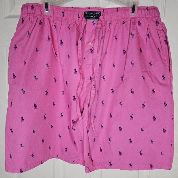 Ralph Lauren Pink Shorts with Navy Print - Picture 1 of 4